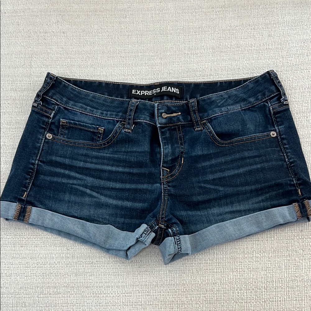 Express Blue Jean Shorts with Cuffed Hem